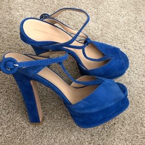 Blue Zara Suede Heels